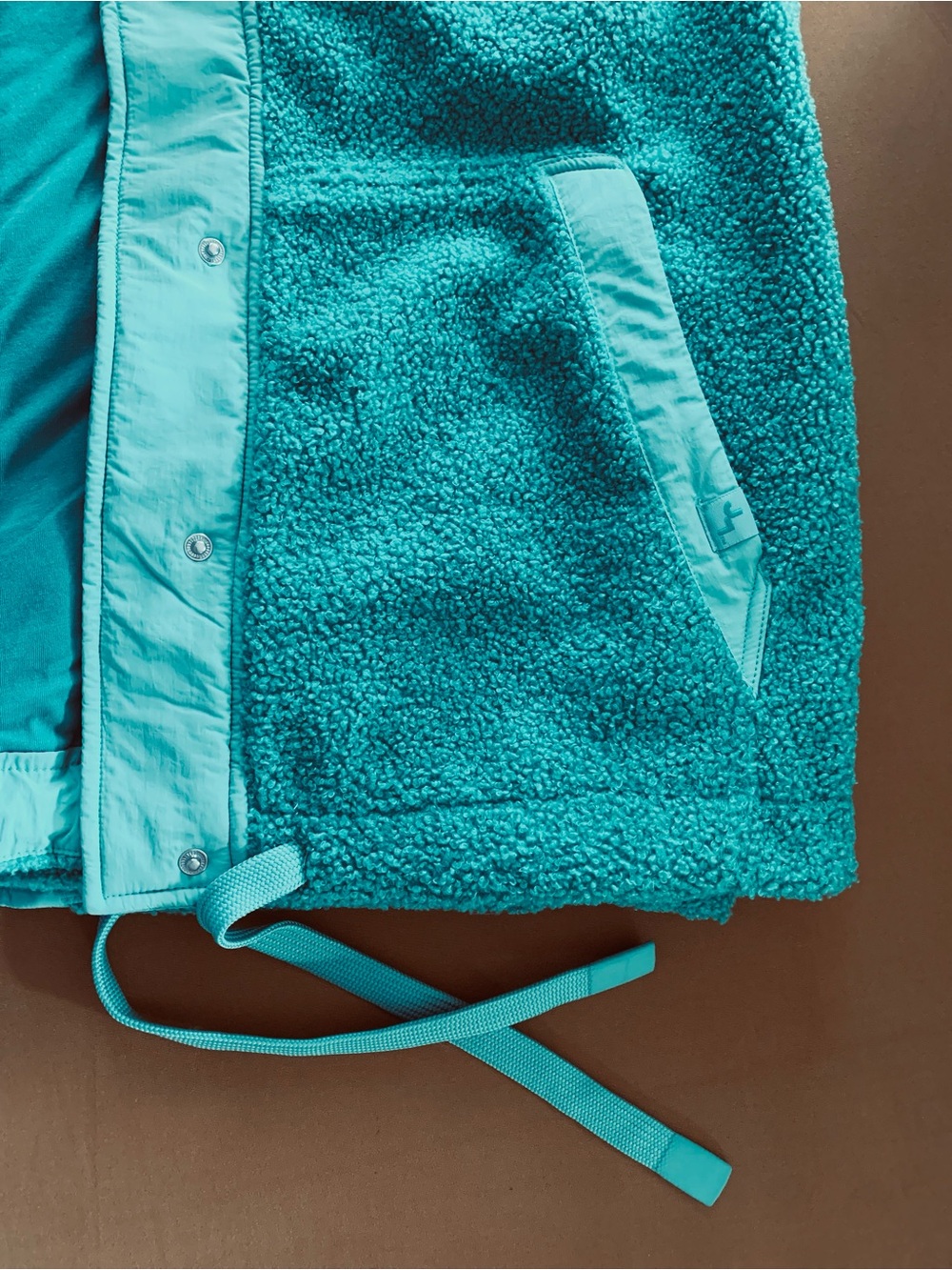 JoyLab Teal Plush Sherpa Vest - Sleeveless Zip Snap Front - Picture 5 of 6